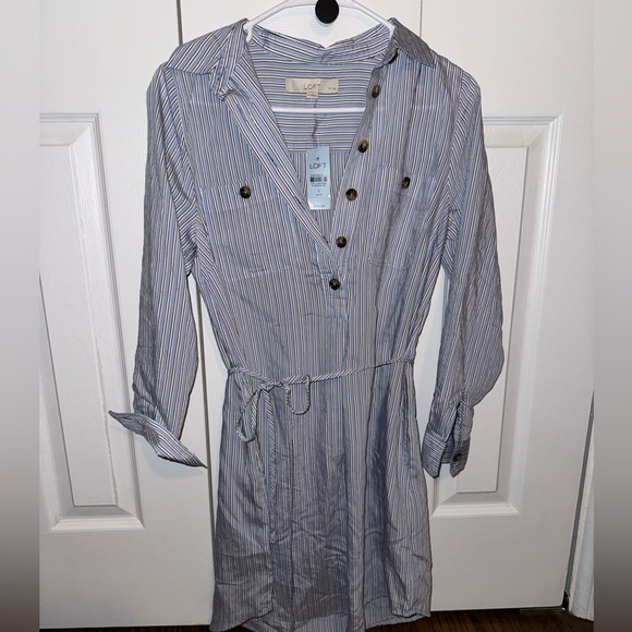 LOFT Blue and White Striped Blouse - Picture 2 of 5